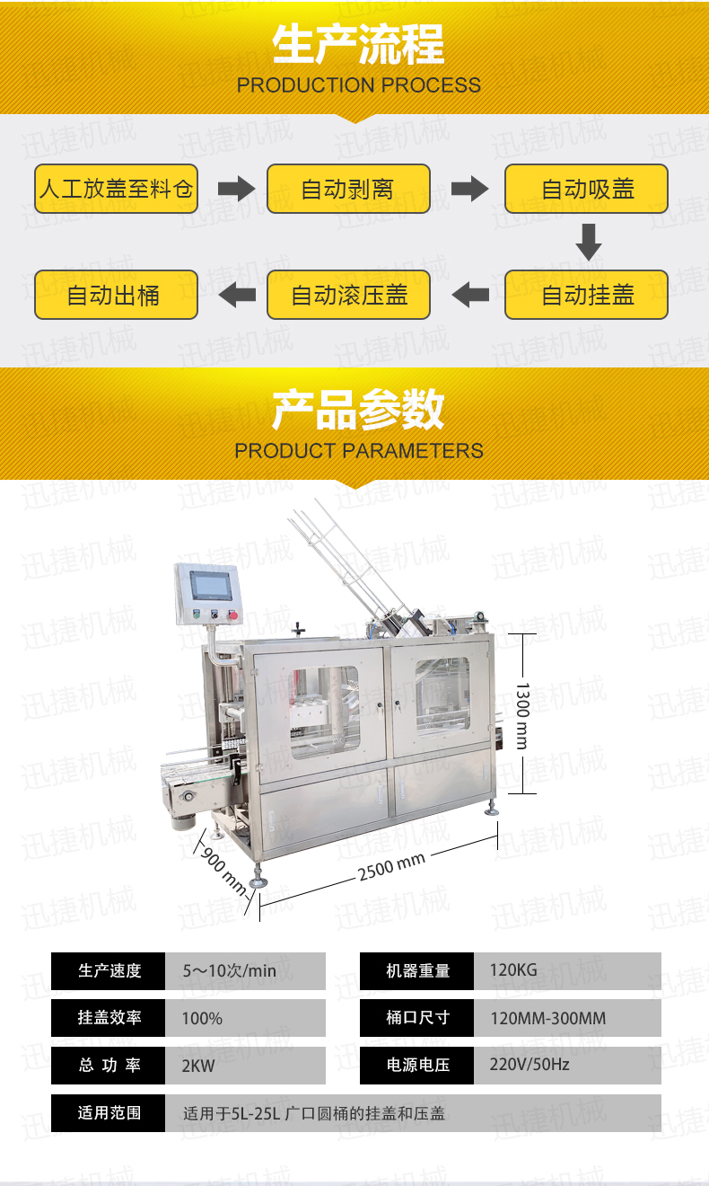 廣口桶防凍液自動壓蓋機